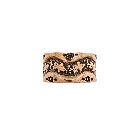 8K Rose Gold Band with Infinity Fluer de lis Design   j7654
